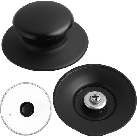 2PCS - Poignée de Couvercle - Bouton de Casserole - Résistant à la Chaleur et Antidérapant pour Ustensiles de Cuisine - Noir - 6x10cm (1/5)