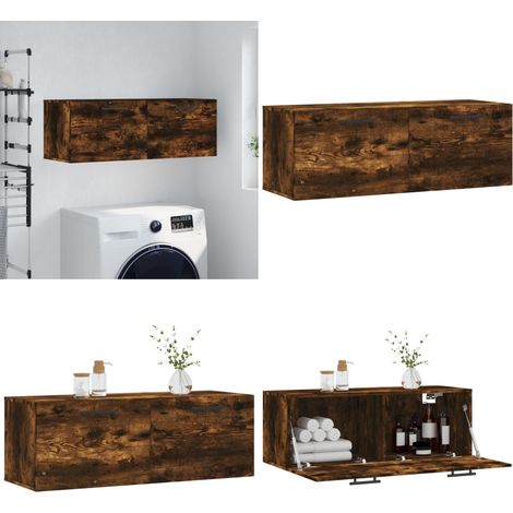 Wandschrank Räuchereiche 100x36,5x35 cm Holzwerkstoff - Wandregal Holz - Holzschrank
