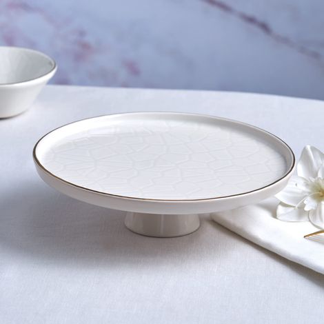Assiette de service sur pied 23 cm, Céramique, pour servir et décorer, Assiette à dessert, Design Élégant Et Unique, Plat De Service Quotidien Et Spécial (1/5)