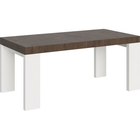Table rectangulaire extensible bois noyer et blanc 180 Ă 440cm Ribo-Support 4 pieds (1/5)