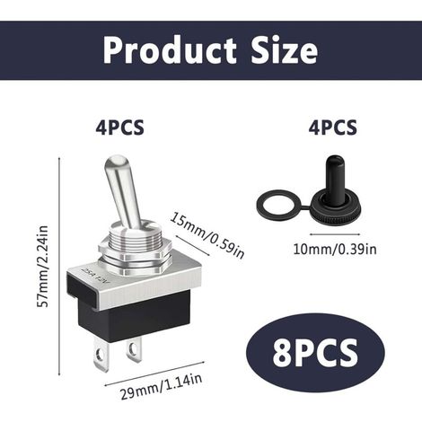 Interruttore a bilanciere a 4 posizioni, 12V impermeabile 25A SPST On/Off con cappuccio impermeabile, per auto, apparecchiature elettroniche, applicazioni esterne e interne. (1/4)