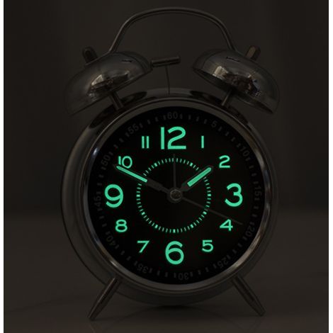 Akustischer Wecker, geeignet für Tiefschläfer, analoge Metalluhr, batteriebetrieben, mit Hintergrundbeleuchtung, für die Seitenwand im Schlafzimmer, auch als Bürodekoration geeignet (blau).