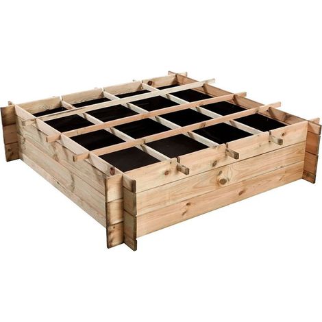 Forestea – Carré potager sur pied en pin traité autoclave – Résistant aux intempéries – Volume 317 litres – Hauteur 30 cm pour espaces restreints (1/5)