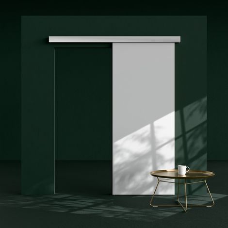 Porte Coulissante non percée avec Rail - Prépeinte Plane 83 cm