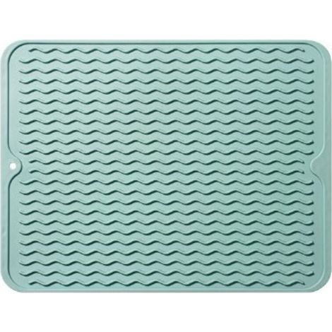 Vert Tapis de Séchage en Silicone, Grand Tapis égouttoir Isolation Thermique Antidérapant et Lsolation Thermique Tapis de Séchage Vaiss pour Séchage des Couverts et Assiettes(40cmx30cm) (1/5)
