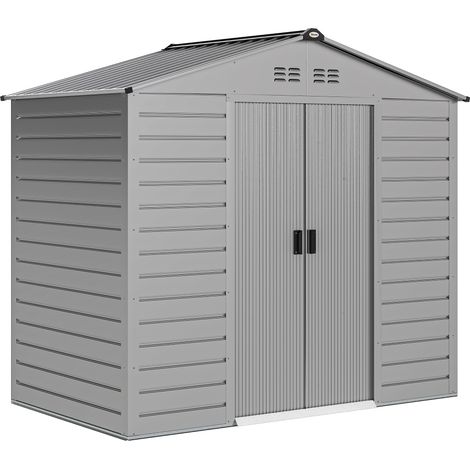 Gartenhaus 2,43 m², 213 x 131 x 192 cm mit Satteldach, abschließbarer Schiebetür, wetterfest, grau