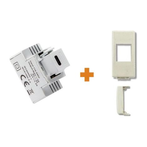 Fanton caricatore 1 USB-C 3A Ricarica rapida 18W da incasso Bticino Luna - 82901