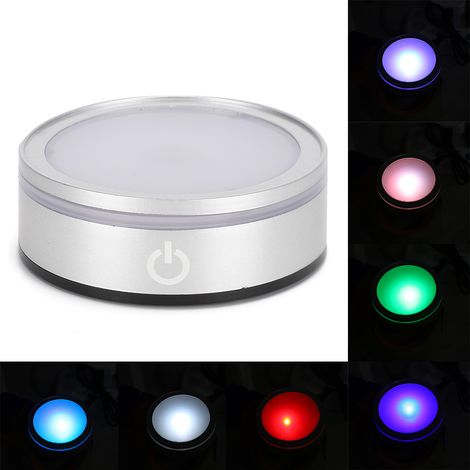 Socle Cristal LED Touch Argenté avec Effets Lumineux 3D et Modes Variés pour Décoration Intérieure (1/5)