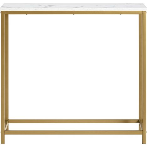 Sobuy – Console effet marbre 80 × 30 × 75 cm – Structure métal doré haut de gamme – Table d’entrée décorative – FSB29G