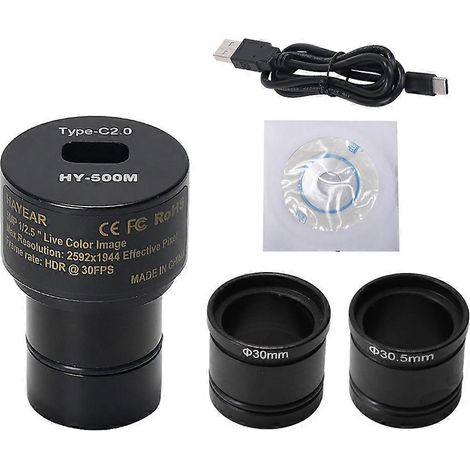 Caméra de microscope HD HAYEAR 5 millions de pixels, caméra industrielle 30 images/seconde, USB 2.0, pilote gratuit, oculaire électronique (1/5)