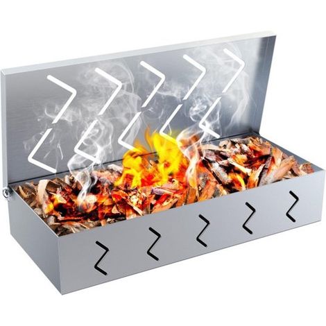Juego de utensilios para barbacoa: ahumador de acero inoxidable, almacenamiento para leña y ladrillos. (1/2)