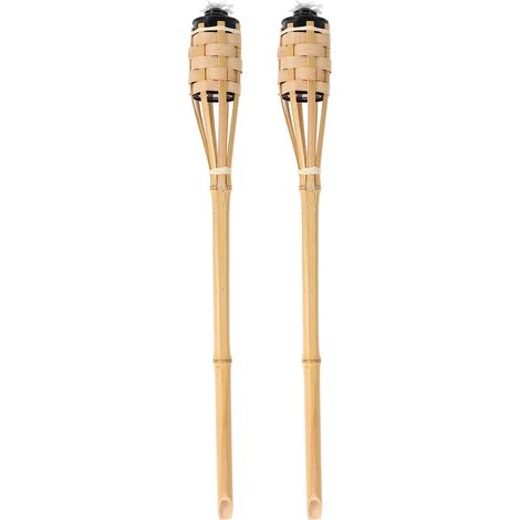Nishuna Lot de 2 torches en bambou pour jardin, fête ou décoration. Torche en bambou tressé. (1/5)