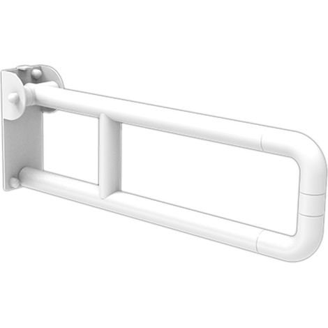 Barra maniglione ribaltabile cm 60 per disabili e terza età alluminio nylon bianco (1/3)