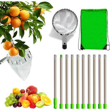 Telescopic fruit picker 4.0m 10 sections bag stainless steel apple orange (1/5)