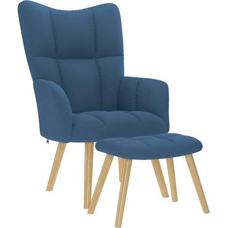 Sillón de relax con taburete tela azul