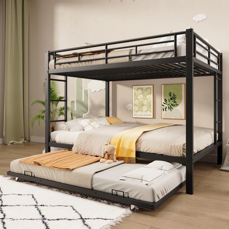 Litera infantil 140 x 200 cm con cama nido de metal negro HAVRYA (1/5)
