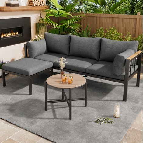 canapé salon extérieur modulable table basse gris OKMYHOME (1/5)