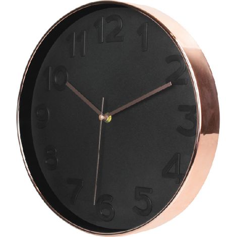 Horloge silencieuse ronde à bordure cuivrée (1/3)