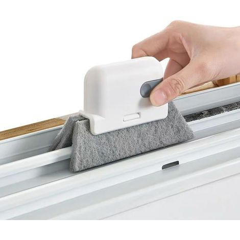 1 brosse de nettoyage polyvalente pour portes et fenêtres pour cuisines, salles de bains, salons, idéale pour les petits espaces et les cadres, pas d'électricité nécessaire, plastique durable, gris (1/5)