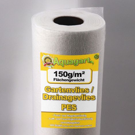 Aquagart – Film de paillage géotextile 100 m² – Anti-mauvaises herbes 150 g/m² – Largeur 2 m – Résistant aux UV et gel – Pour drainage et aménagement paysager (1/6)