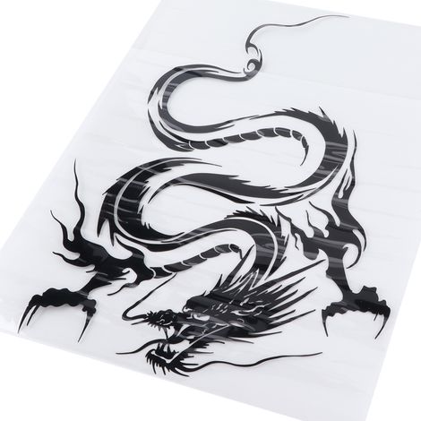 Autocollant capot moteur dragon noir imperméable 19.7x14.2in, décoration universelle totem pour Nissan (1/5)