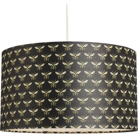 Litecraft Bobby Bee Design Black Easy to Fit Lampshade Drum Ceiling Light Shade (1/5)