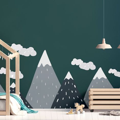 Stickers muraux enfants - Décoration chambre bébé - Autocollant Sticker mural géant enfant montagnes scandinaves DINKA - 40x60cm (1/5)