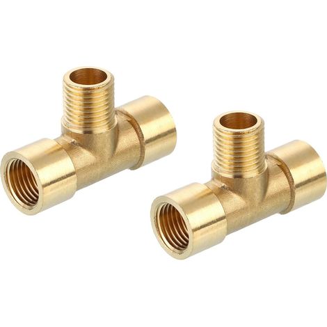 Raccord en T en Laiton 1/4" x 1/4" x 1/4" Npt à 3 Voies 2pcs (1/5)