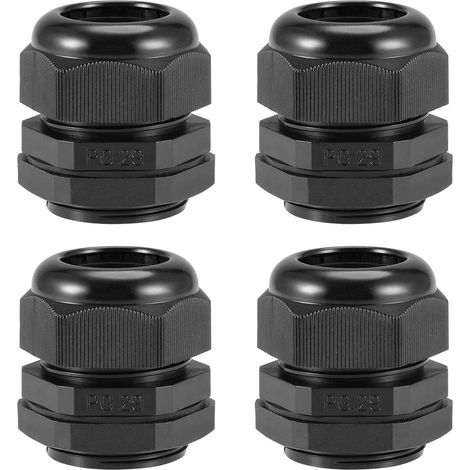 PG29 Presse-étoupe 13mm-24mm Fil Trou Imperméable Nylon Joint Réglable Contre-écrou avec Rondelle Noir 4Pcs (1/5)