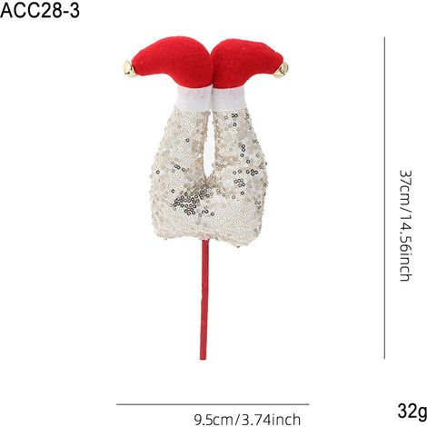 Jambes d’elfe de Noël à suspendre, décoration festive en peluche avec ressort flexible pour sapin, cheminée, maison et fête, couleur champagne (1/5)