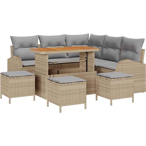 Set Divano da Giardino con cuscino 9 pcs Beige e Grigio Chiaro vidaXL (1/5)