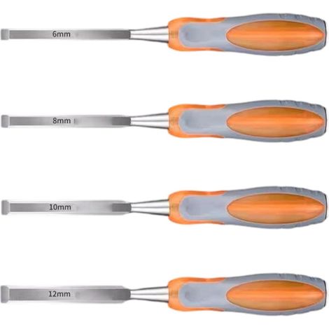 Lot de 4 gouges plates robustes pour le travail du bois - Accessoires de précision pour sculpture sur bois (1/5)