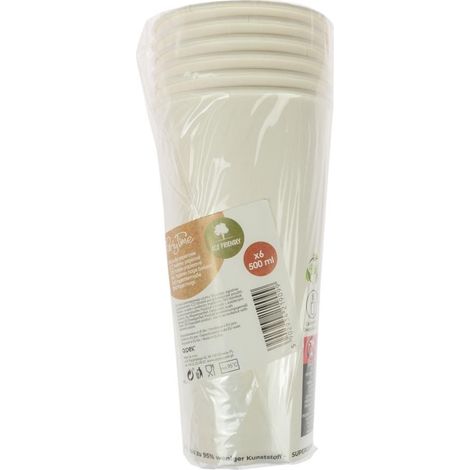 Vasos de papel blanco de 500 ml, 6 unidades