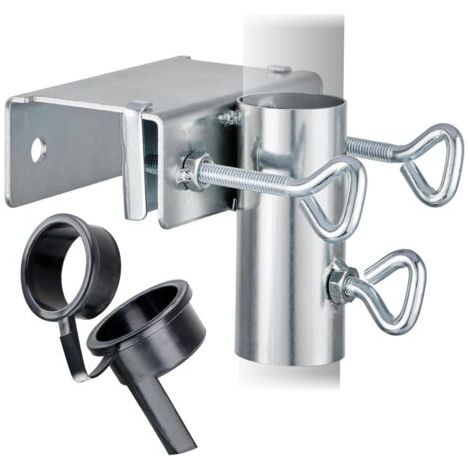 QORVA-Support de parasol en acier galvanisé - Support de balustrade de balcon réglable avec 1 adaptateur - Support de parasol robuste pour parapet de balcon (1/5)