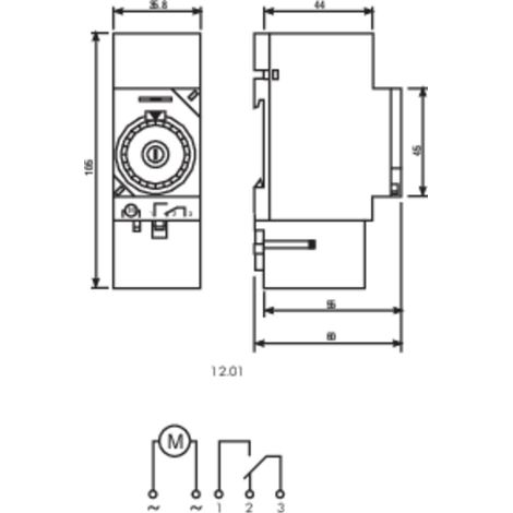 Finder 12.01.8.230.0000 Zeitschaltuhr für Hutschiene 230 V/AC Tagesprogramm, Motorantrieb (1/3)