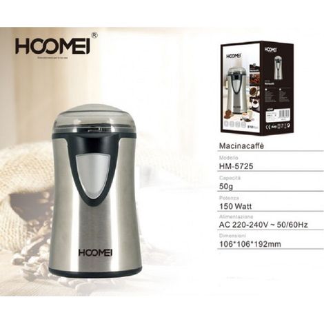 Trade Shop - Macina Caffe 150 Watt 50 Gr. Hm-5725 Corpo Lame In Acciaio Base Con Avvolgicavo -