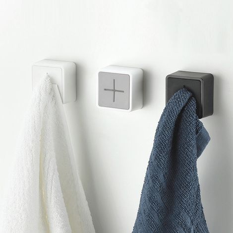 Porte Torchon, Crochets de serviette auto-adhésifs en silicone de qualité supérieure Porte-serviettes de montage mural carré anti-collision pour salle de bain Cuisine Ensemble (1/5)