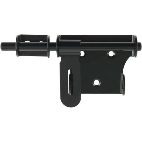 Verrou de Porte Loquet Porte Coulissante Verrou de Portail 15 cm avec Trou pour Cadenas Serrure de Porte Extérieure ou Intérieure, Acier Inoxydable Noir, (1/5)