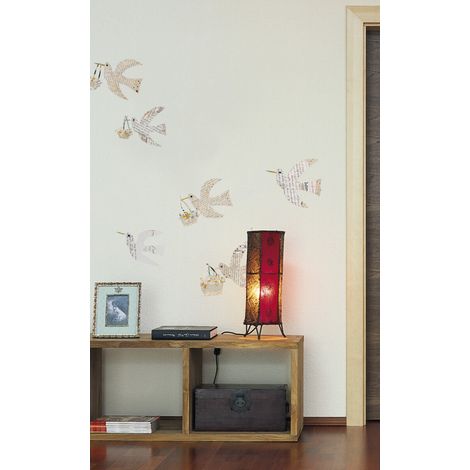 Nostalgia, Sticker mural six oiseaux qui portent des paniers avec motifs écritures - 50x70 cm (1/3)