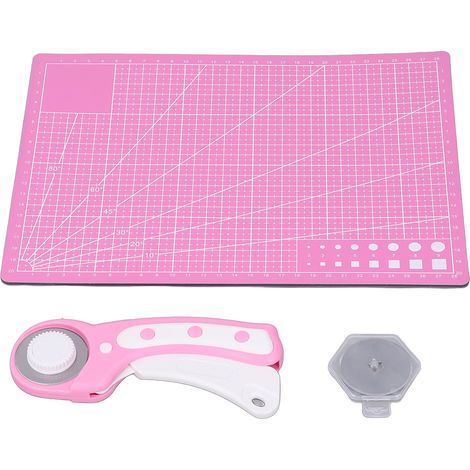 Ensemble de massicot rotatif en acier inoxydable de 45 mm (comprend un tapis de découpe A4, un sac de rangement en feutre et 5 lames de rechange) – Outil de découpe de papier (1/5)