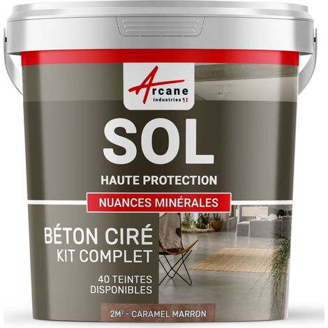 Béton ciré sol en kit, primaire et vernis de finition inclus - 2 m² (en 2 couches) Caramel Marron - ARCANE INDUSTRIES