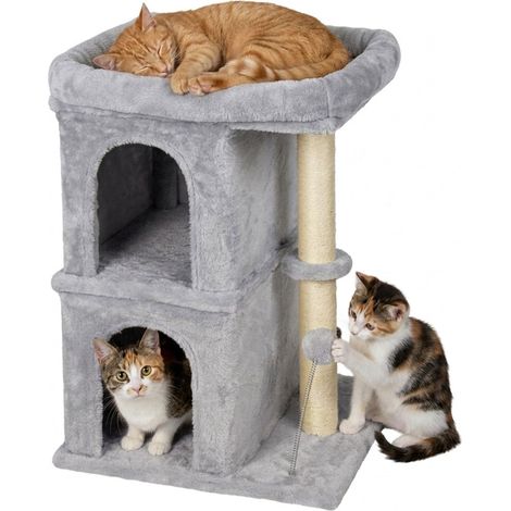 Árbol para gatos con cuevas y cama, gris claro, 71 cm (1/5)