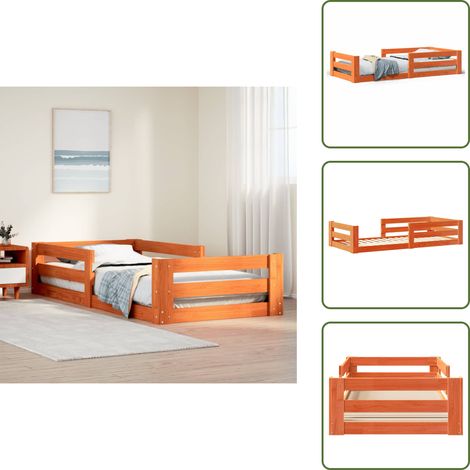 Massivholzbett ohne Matratze Wachsbraun 80x200 cm Kiefernholz - Bettgestell - Bettgestelle - Bettrahmen - Schlafzimmermöbel (1/5)