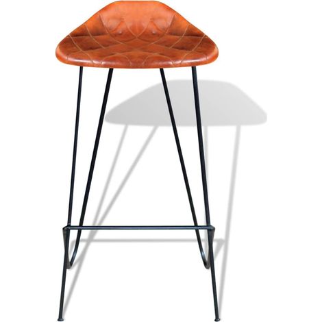 Set di due sgabelli da bar di design con seduta in vera pelle marrone 1202050