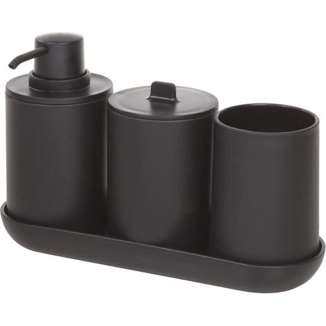Ensemble de rangement pour salle de bain iDesign 4 pièces comprenant un distributeur de savon, un gobelet à dents, une boîte à (1/5)