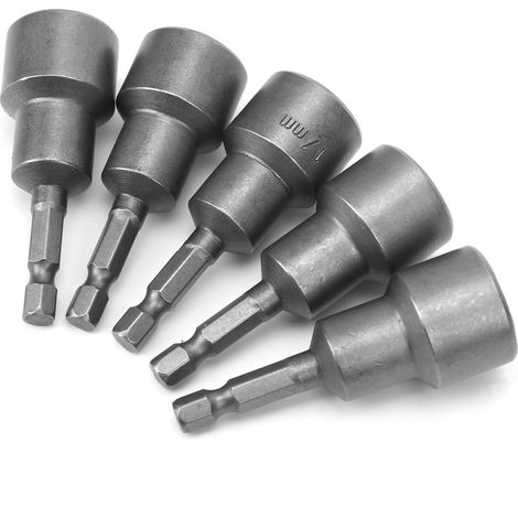 17mm Chromium Vanadium Hexagonal Sleeve with Strong Magnet and High-Strength Nut Sleeve, Pistol Drill Bit, Electric Pneumatic Crush Sleeve, 5pcs (1/5)
