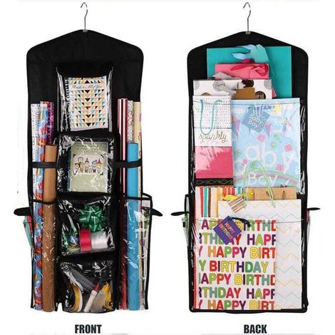 1 sac cadeau suspendu double face, sac de rangement suspendu de Noël, sac de rangement suspendu derrière la porte, noir (4195cm) (1/5)