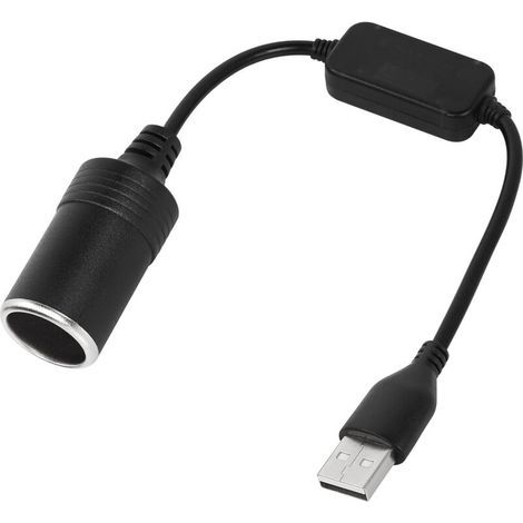 Câble convertisseur USB A mâle vers prise allume-cigare femelle 12 V pour enregistreur de conduite, chien électronique (1/4)