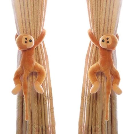 YMYNY Paar Vorhang-Raffhalterhaken, Affen-Vorhangclips, Seil, Tier-Vorhangzubehörhalter, dekorativer Vorhanghalter für Kinderzimmer, Wohnzimmer, Home-Office, Fenster (1/4)