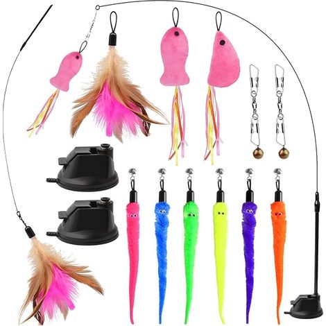 Cat Toy, Indoor Cat Toys, Feather Cat Toy, Cat Toy Kit with Suction Cup (1/5)